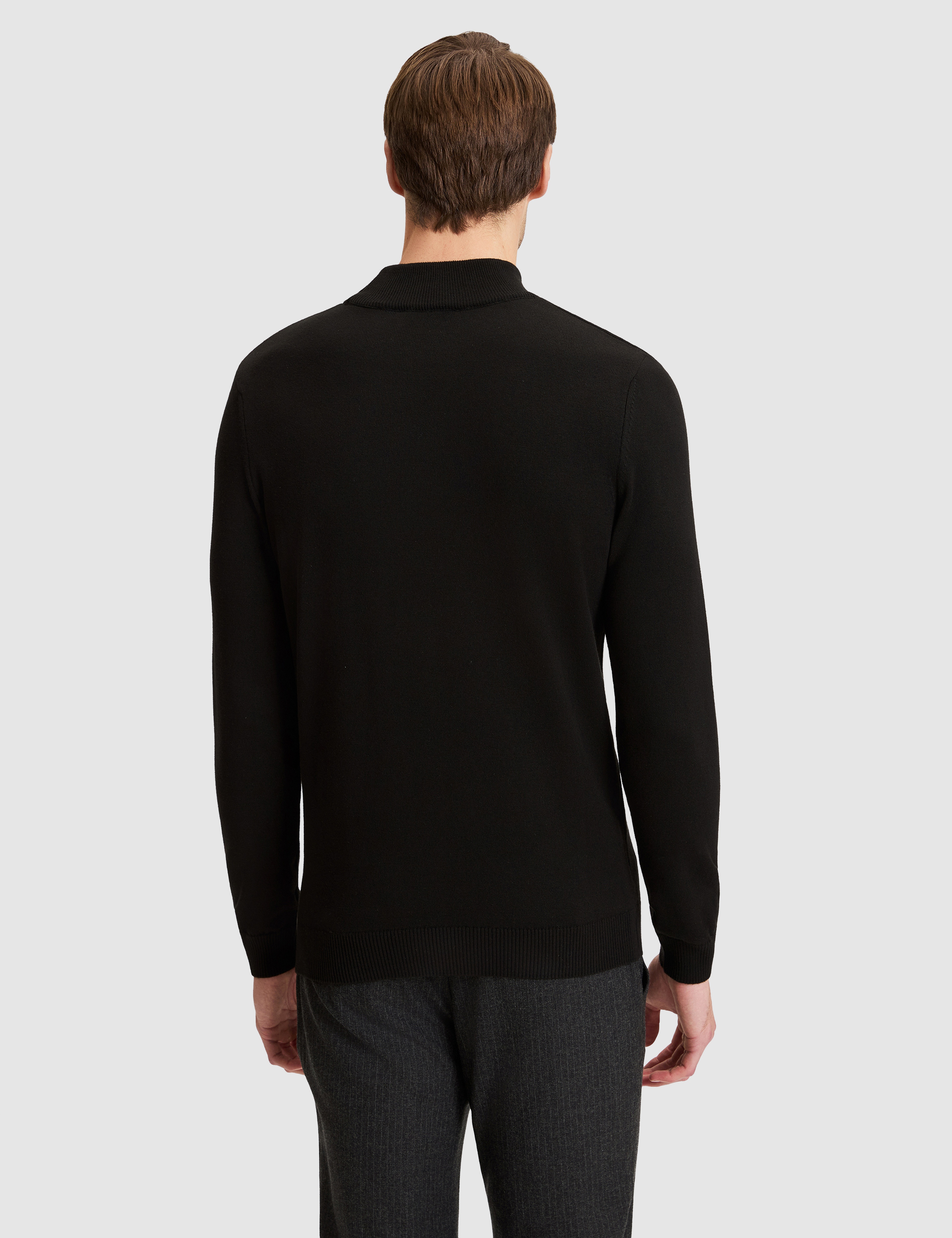 Siyah Slim Fit Basic Kazak - Image 5