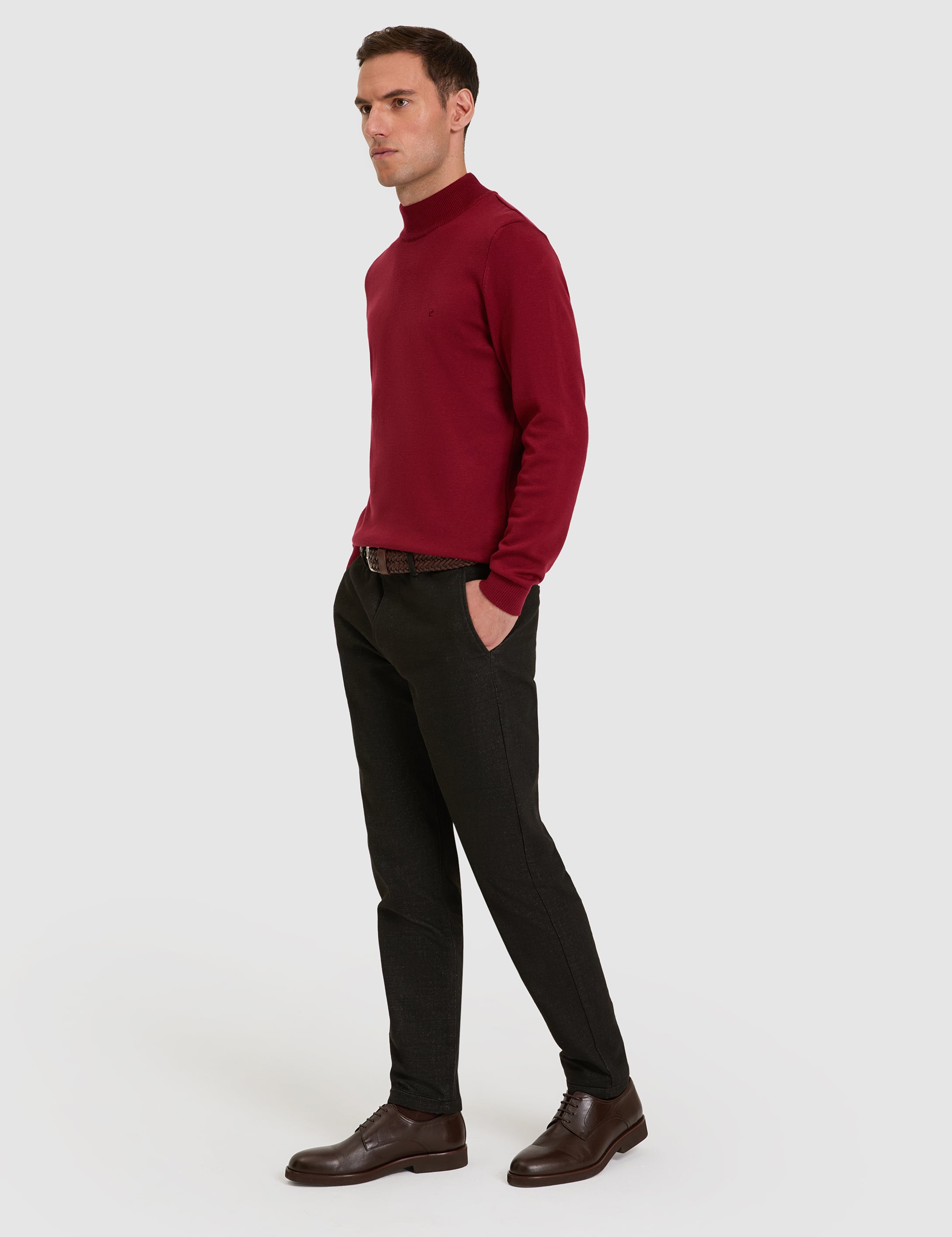 Antrasit SLIM TAILORED Kanvas Pantolon
