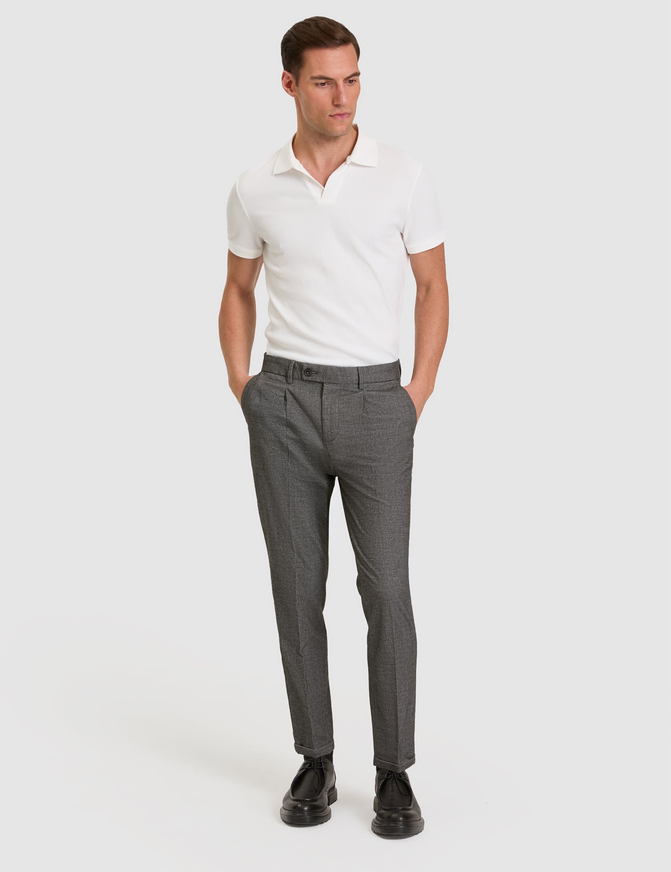 Koyu Gri SLIM TAPERED Kanvas Pantolon