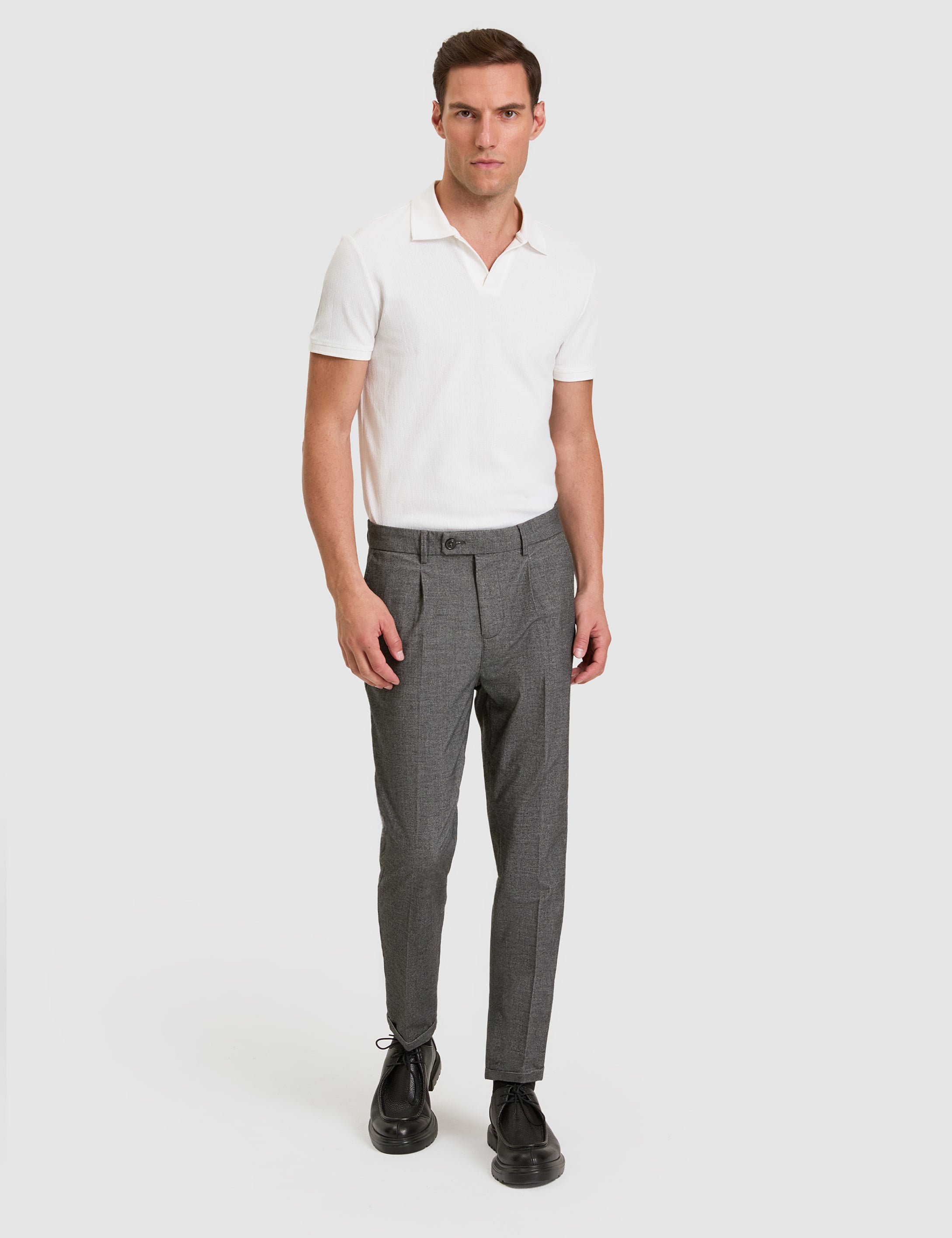 Koyu Gri SLIM TAPERED Kanvas Pantolon