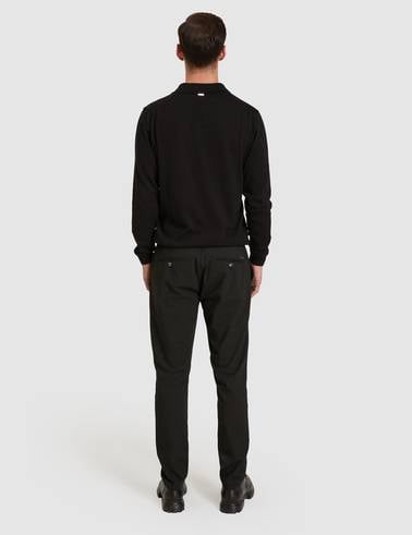 Siyah Slim Fit Çizgili Kanvas Pantolon