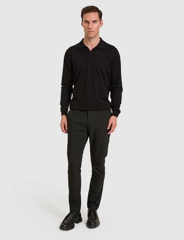 Siyah Slim Fit Çizgili Kanvas Pantolon