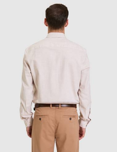 Bej Slim Fit Uzun Kollu Gömlek