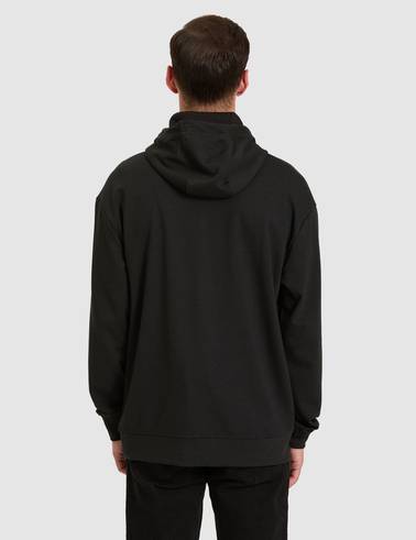 Siyah Çelik Örme Comfort Fit  Kapüşonlu Sweatshirt