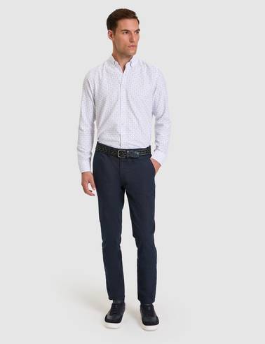 Lacivert Slim Fit Beli Lastikli Kanvas Pantolon