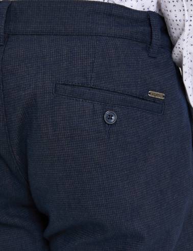 Lacivert Slim Fit Beli Lastikli Kanvas Pantolon