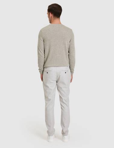 Gri Slim Fit Beli Lastikli Kanvas Pantolon