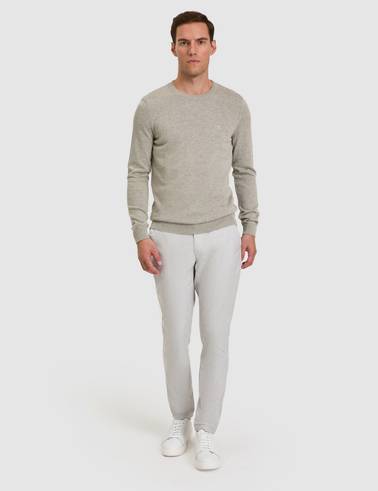 Gri Slim Fit Beli Lastikli Kanvas Pantolon