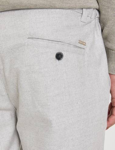 Gri Slim Fit Beli Lastikli Kanvas Pantolon