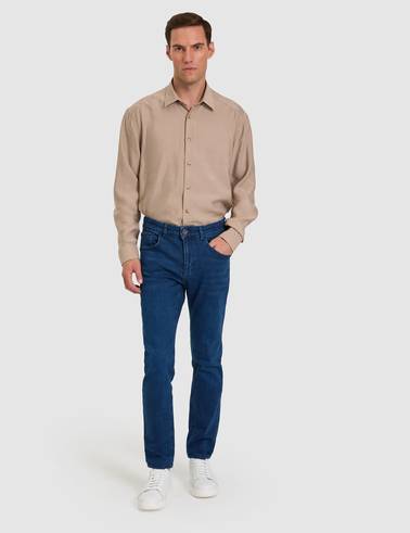Lacivert Slim Fit Jean Pantolon