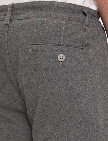 Gri Slim Fit Beli Lastikli Kordonlu Kanvas Pantolon