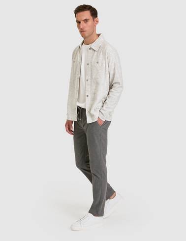 Gri Slim Fit Beli Lastikli Kordonlu Kanvas Pantolon