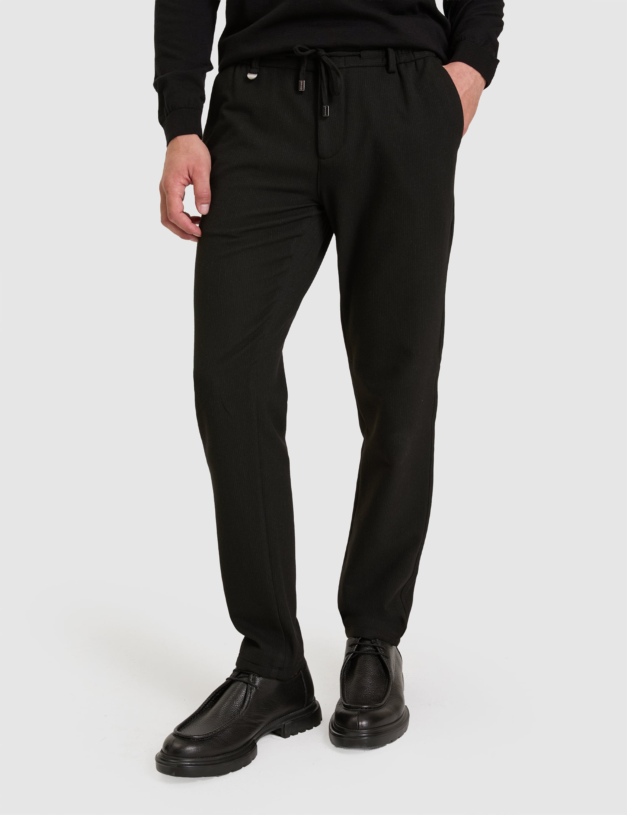 Siyah Slim Fit Kumaş Pantolon - Image 2