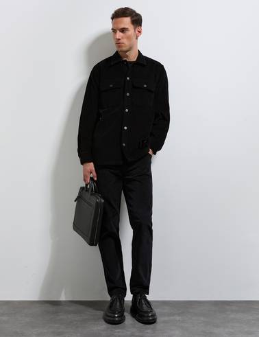 Siyah  Slim Fit Bisiklet Yaka Basic Triko Kazak