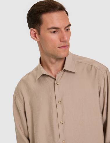 Camel Comfort Fit Uzun Kollu Gömlek