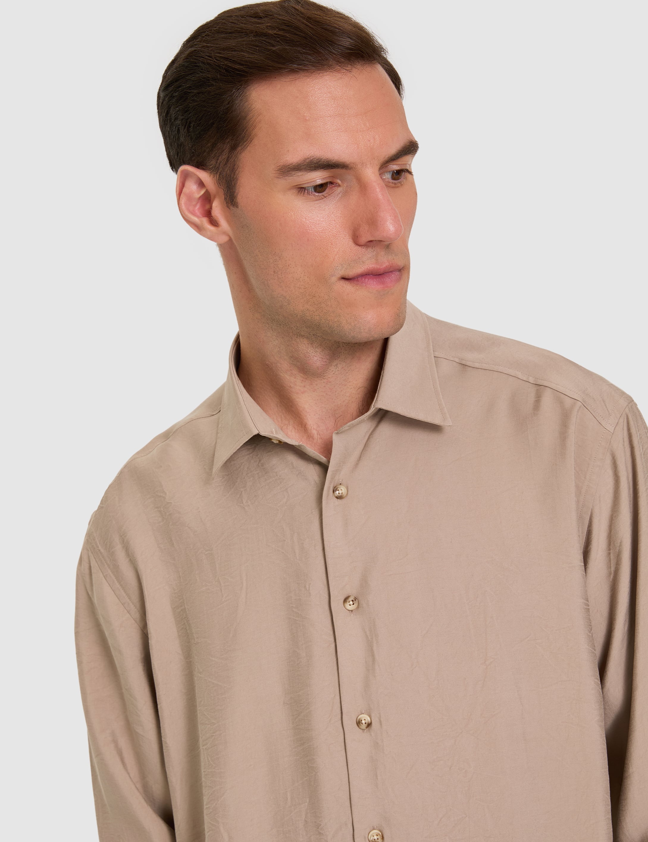 Camel Comfort Fit Uzun Kollu Gömlek