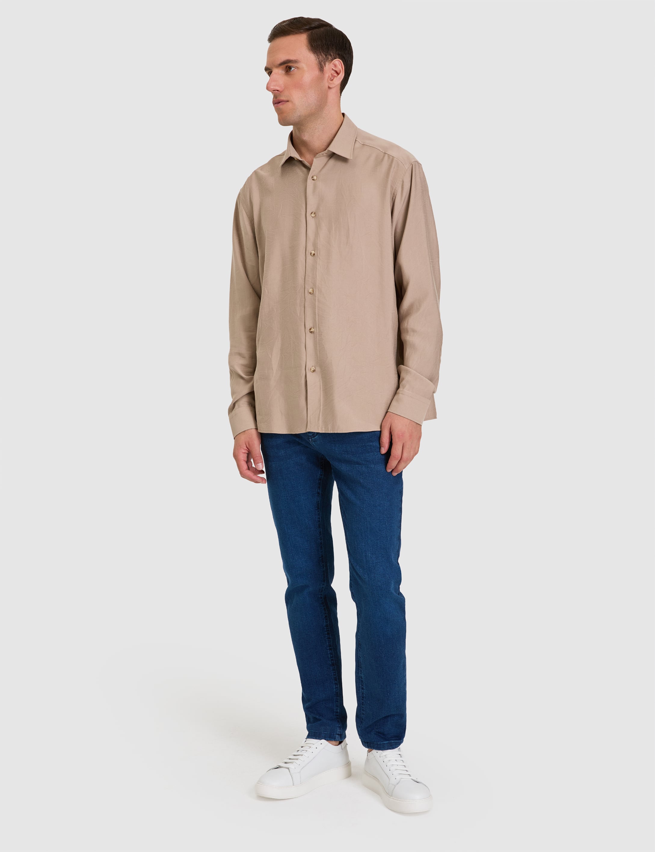 Camel Comfort Fit Uzun Kollu Gömlek - Image 4
