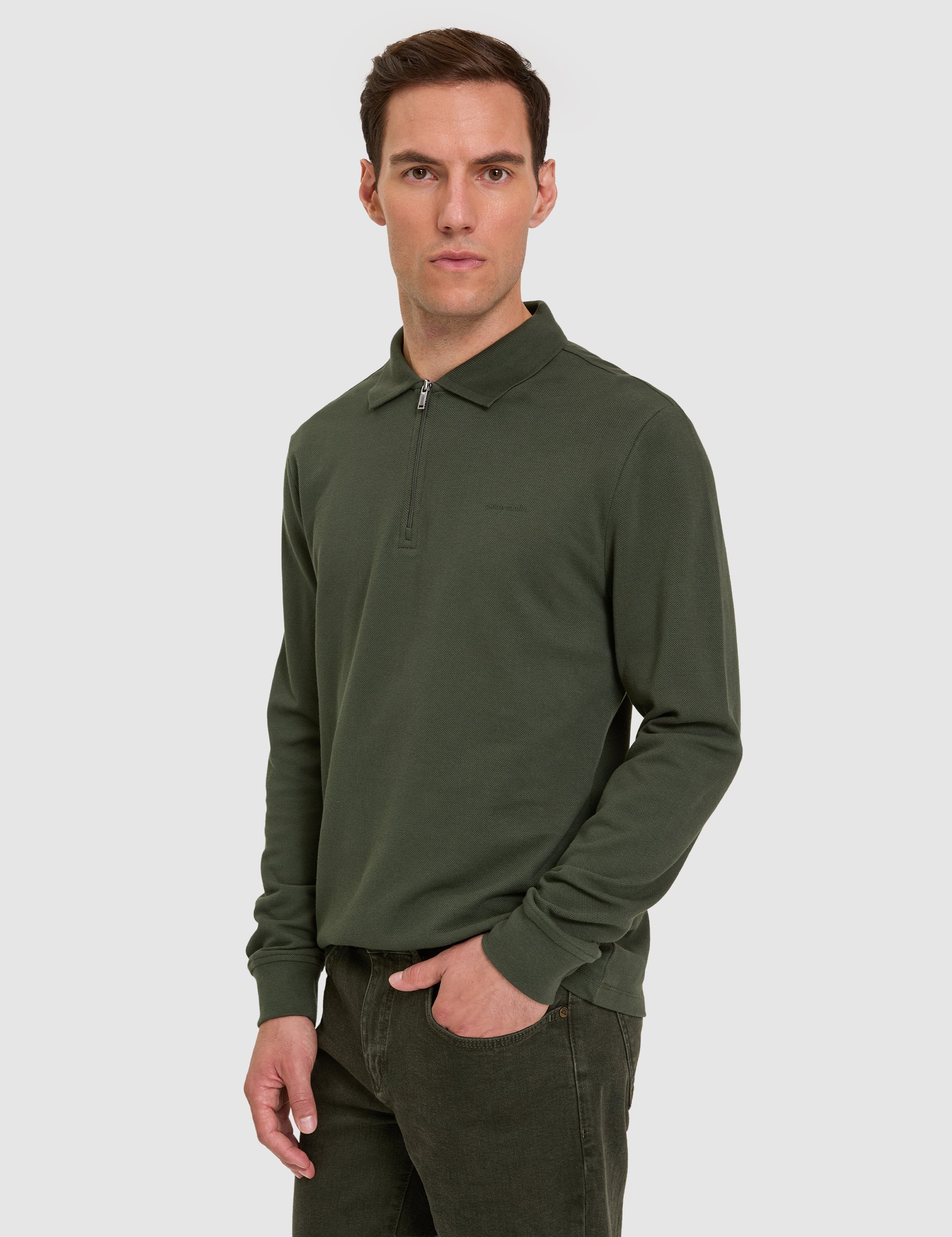 Koyu Yeşil Slim Fit Basic Sweatshirt