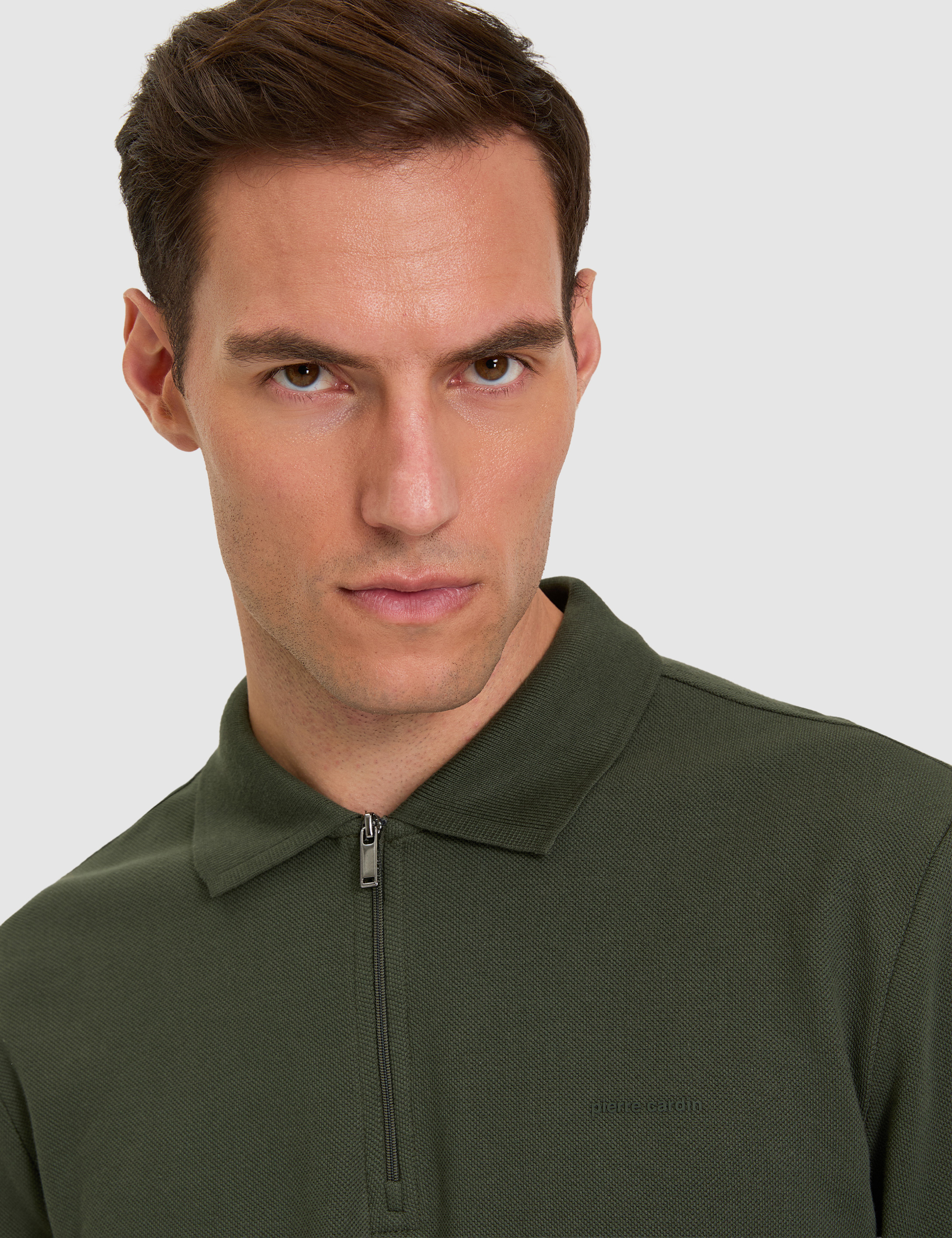 Koyu Yeşil Slim Fit Basic Sweatshirt - Image 2