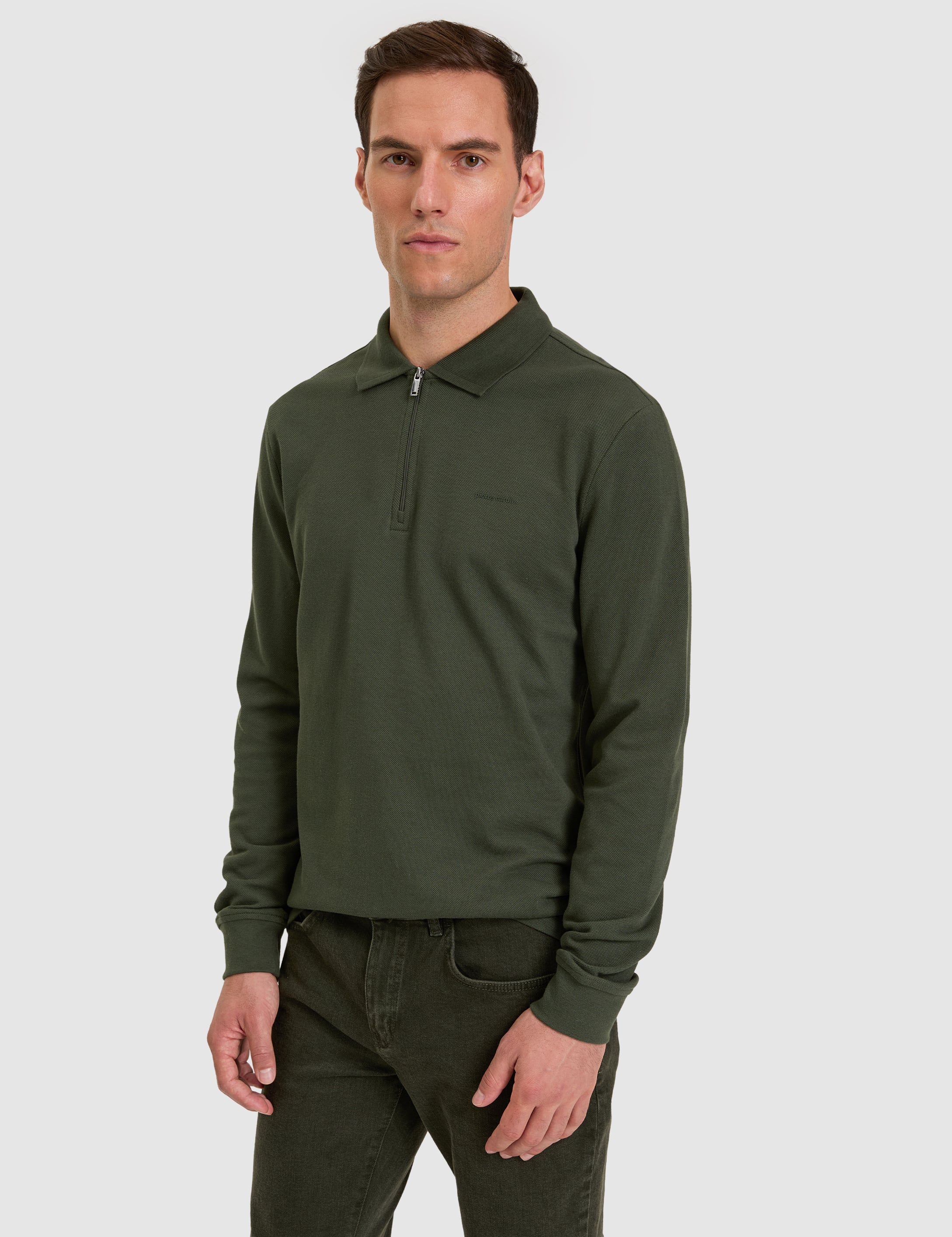 Koyu Yeşil Slim Fit Basic Sweatshirt