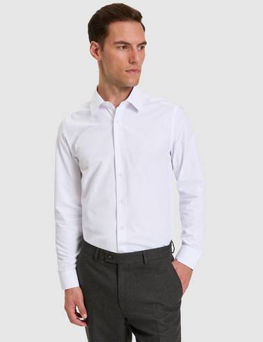 Beyaz Slim Fit Uzun Kollu Basic Gömlek