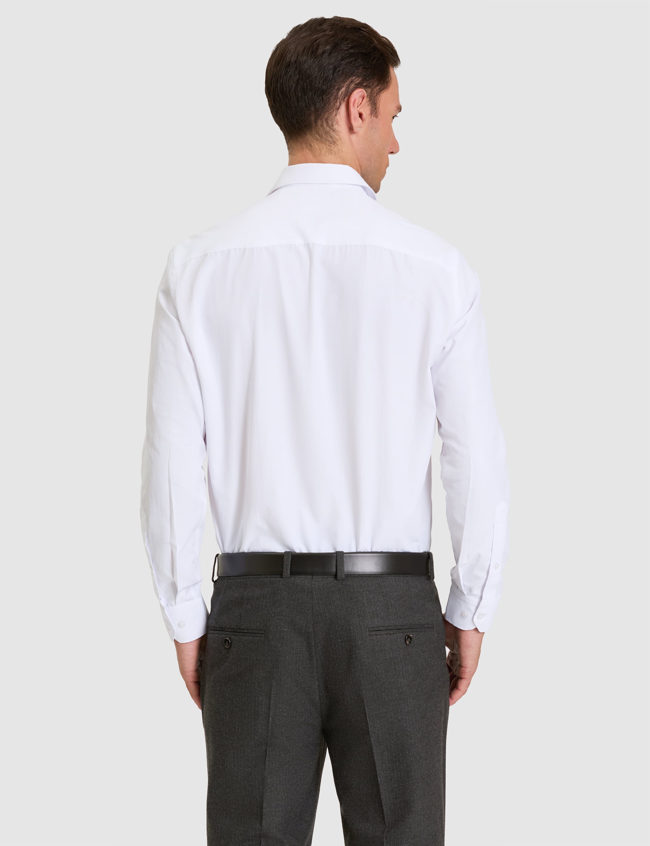 Beyaz Slim Fit Uzun Kollu Basic Gömlek - Image 5