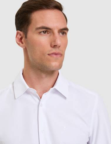 Beyaz Slim Fit Uzun Kollu Basic Gömlek