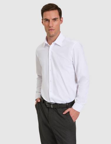 Beyaz Slim Fit Uzun Kollu Basic Gömlek