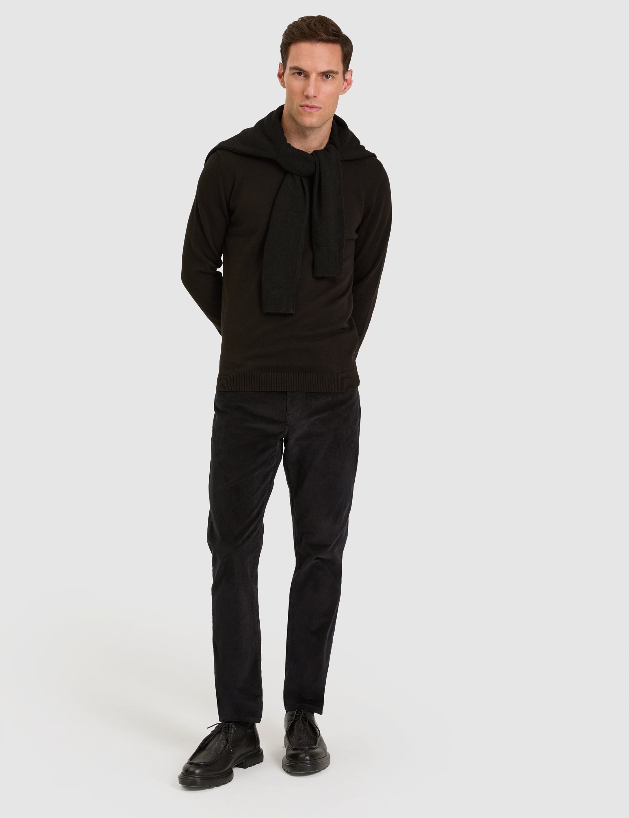Siyah Straight Fit Kanvas Pantolon - Image 1