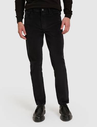 Siyah Straight Fit Kanvas Pantolon