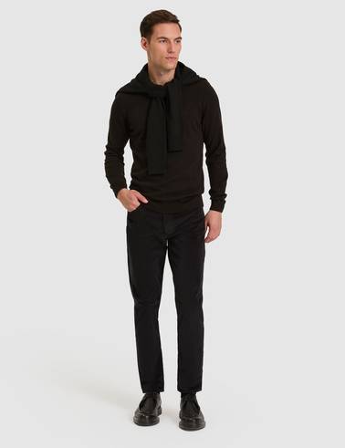 Siyah Straight Fit Kanvas Pantolon