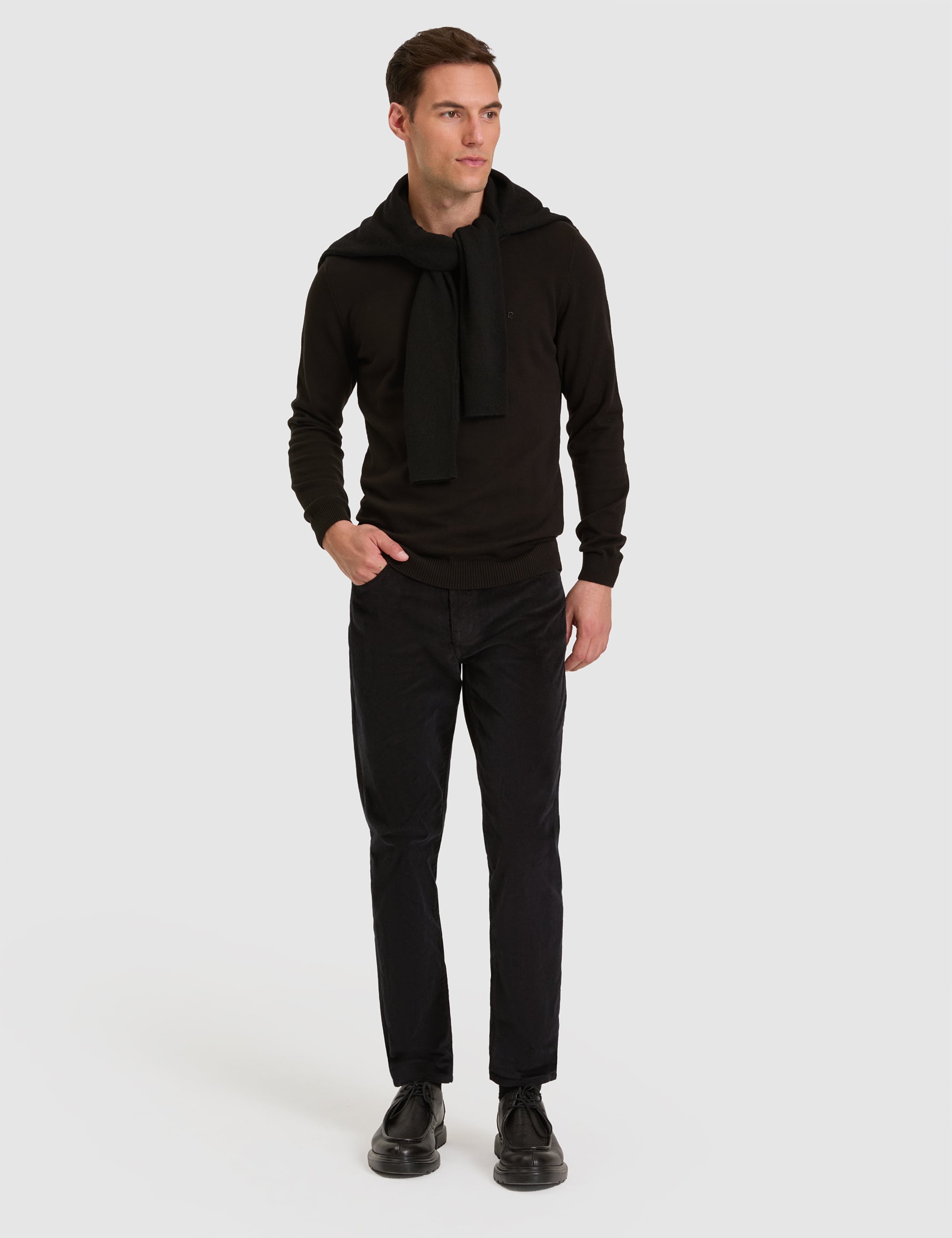 Siyah Straight Fit Kanvas Pantolon