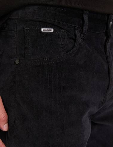 Siyah Straight Fit Kanvas Pantolon