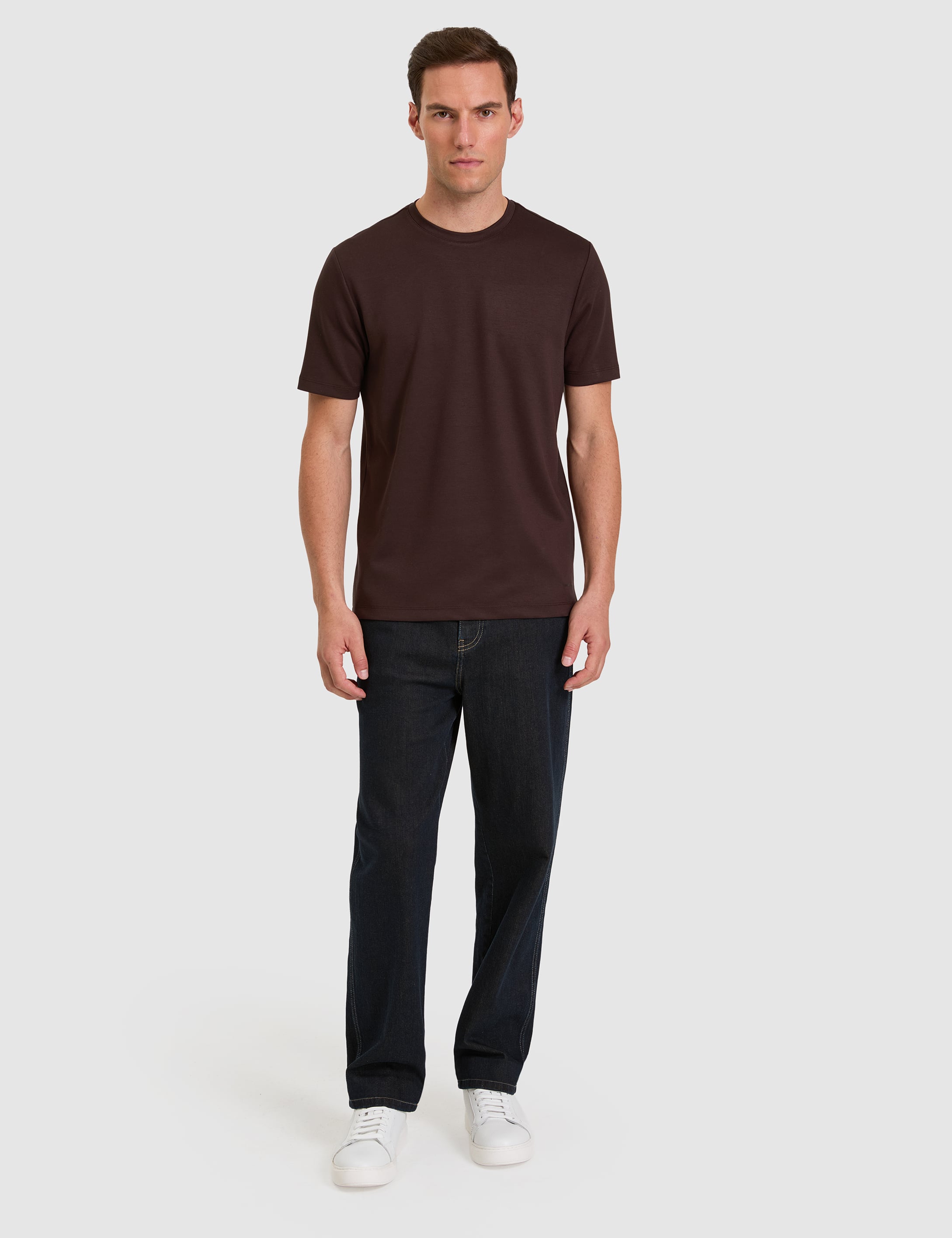 Koyu Kahverengi Regular Fit Basic Tişört