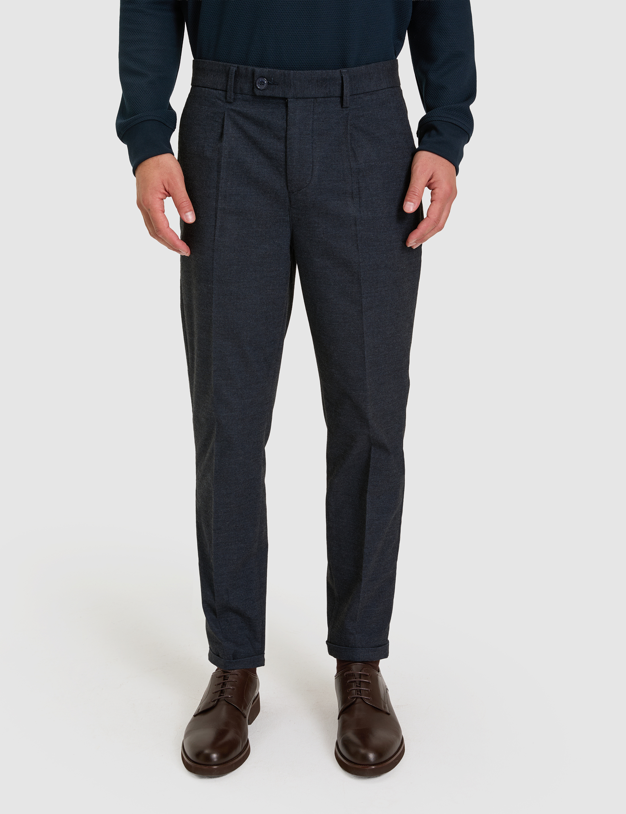 Lacivert SLIM TAPERED Kanvas Pantolon - Image 2