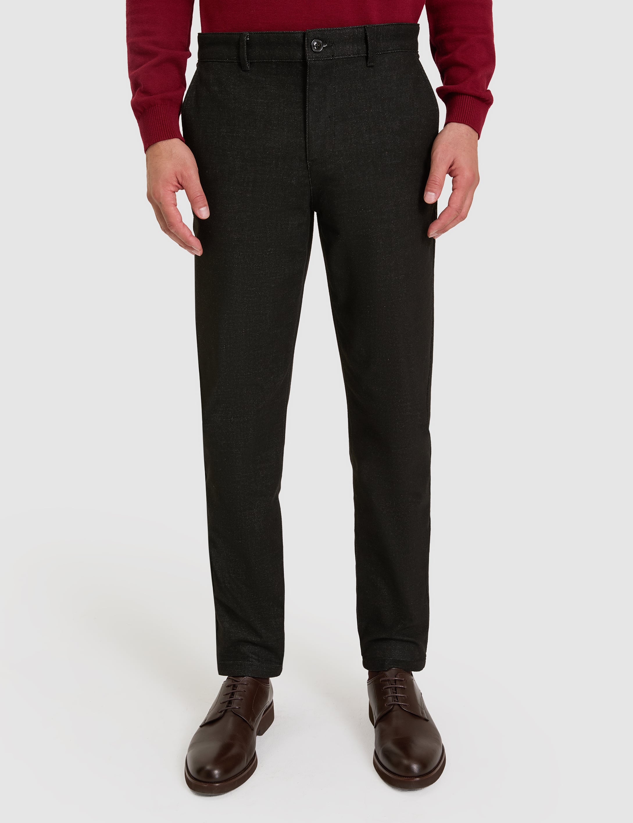 Antrasit SLIM TAILORED Kanvas Pantolon - Image 2