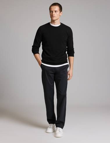 Siyah Slim Fit Bisiklet Yaka Basic Triko Kazak