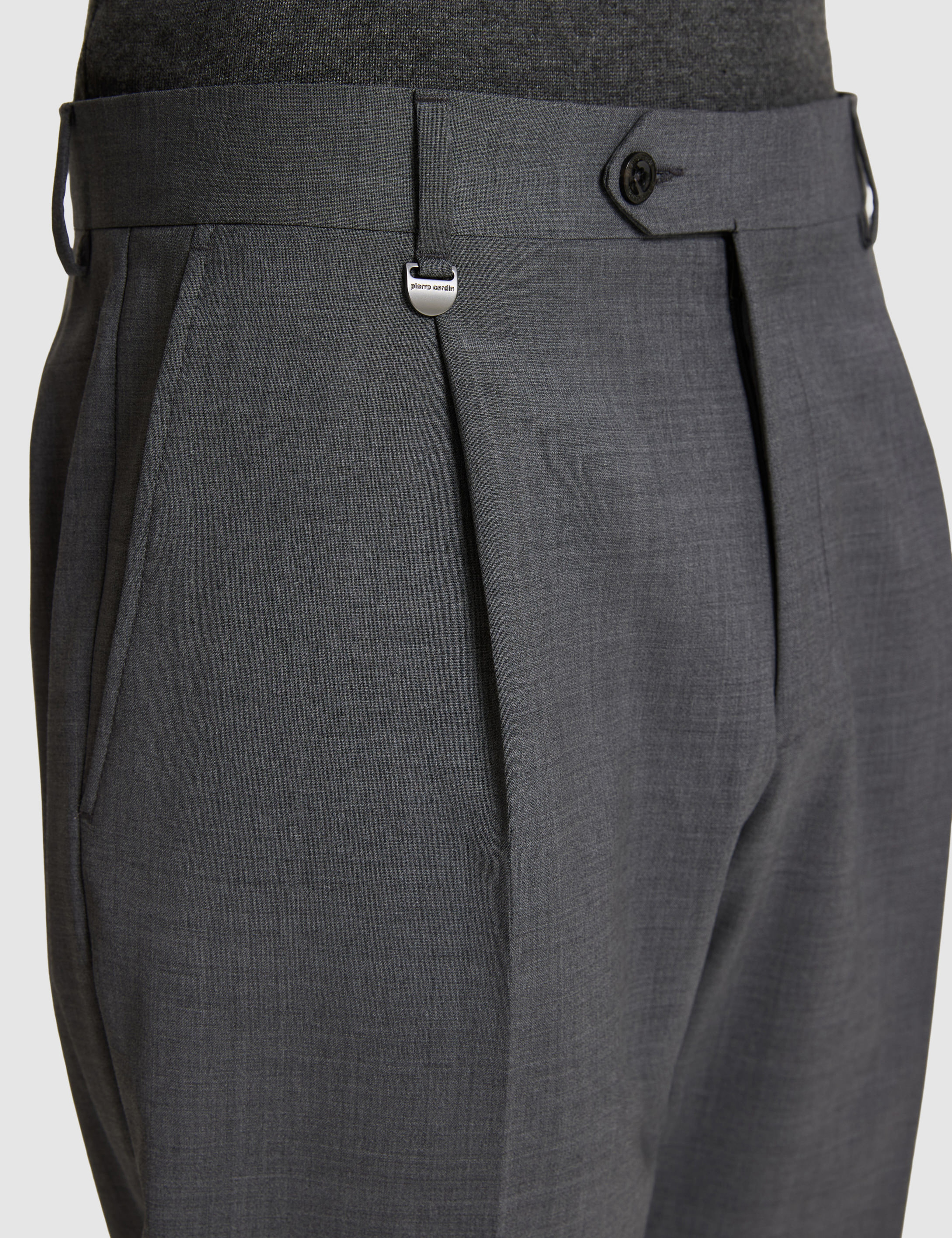 Füme Slim Tailored Fit Pile Detaylı %100 Yün Kumaş Pantolon - Image 6