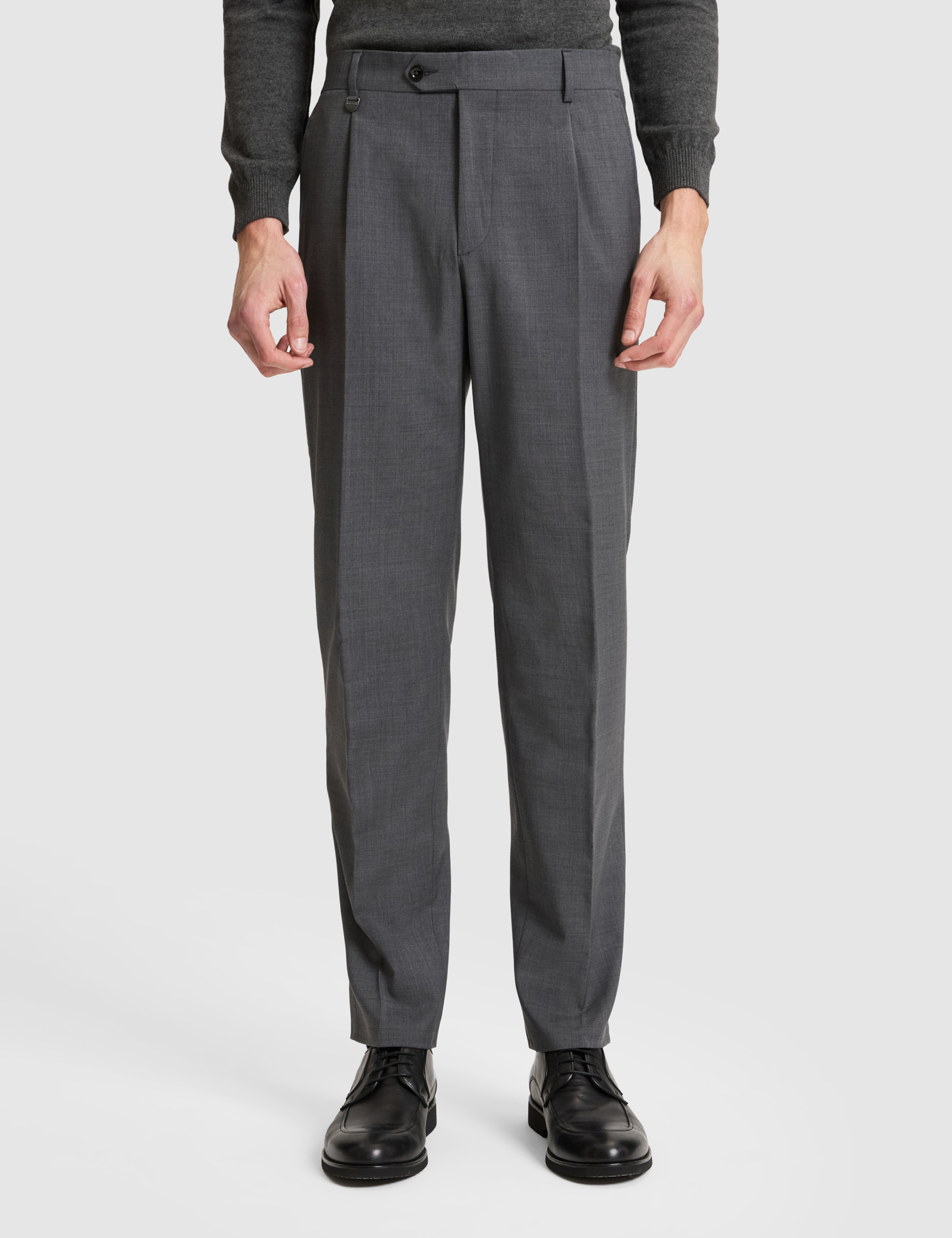 Füme Slim Tailored Fit Pile Detaylı %100 Yün Kumaş Pantolon