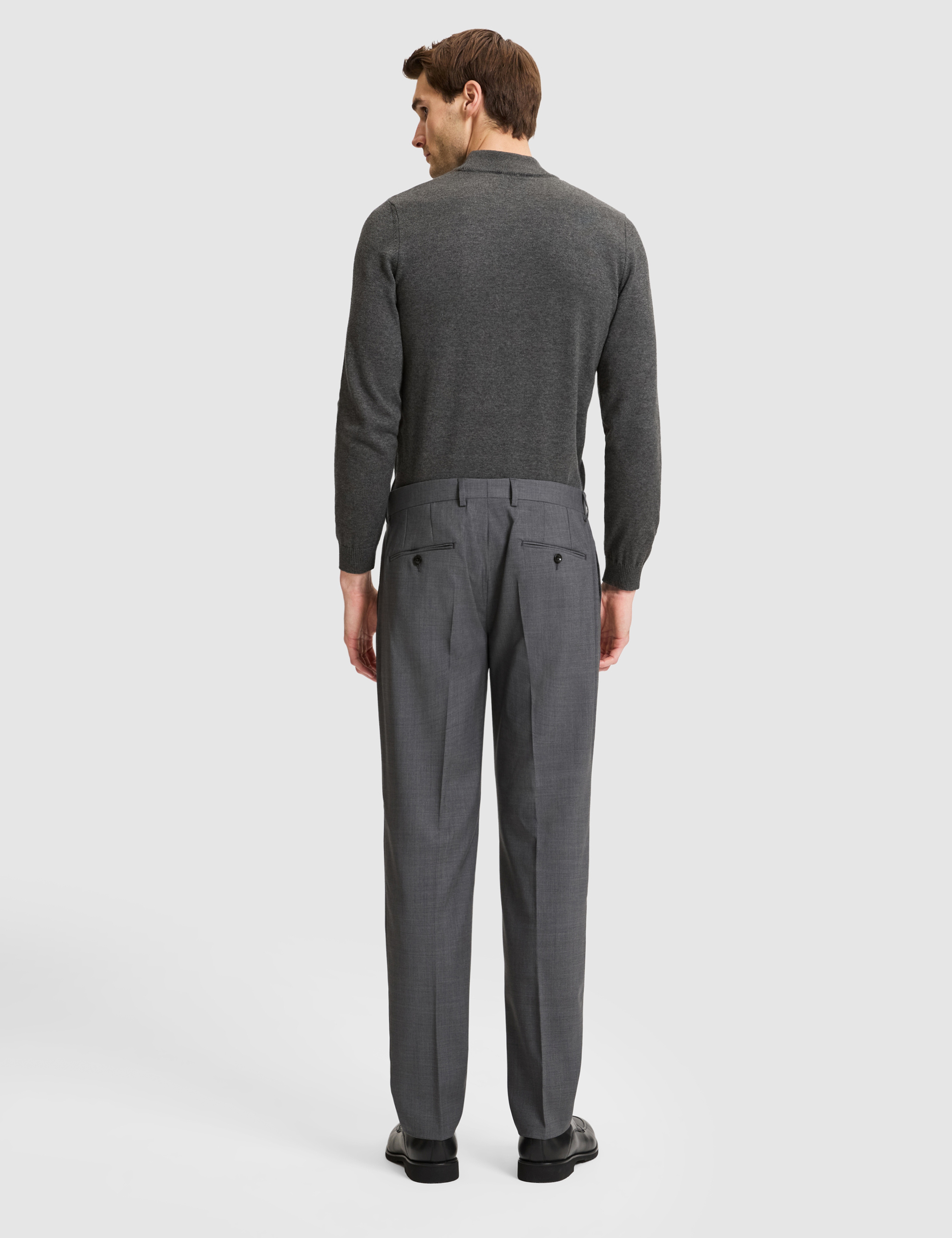 Füme Slim Tailored Fit Pile Detaylı %100 Yün Kumaş Pantolon - Image 5