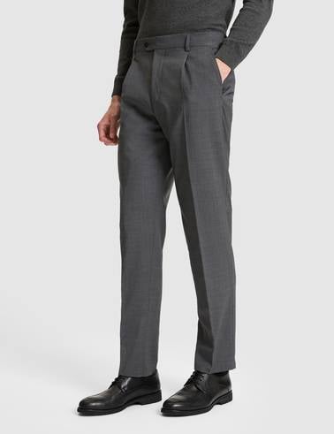 Füme Slim Tailored Fit Pile Detaylı %100 Yün Kumaş Pantolon