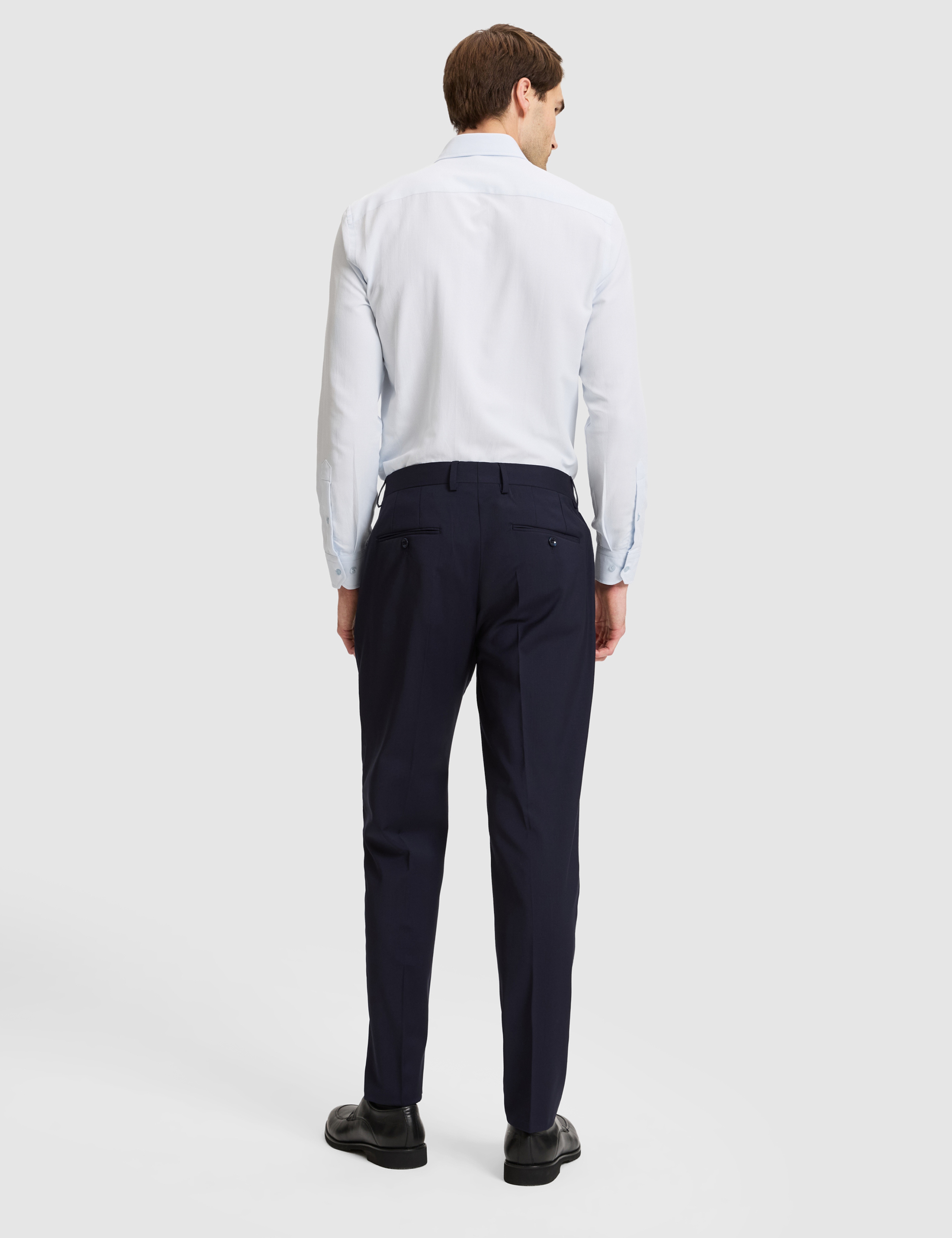 Lacivert Slim Tailored Fit Pile Detaylı %100 Yün Kumaş Pantolon - Image 5