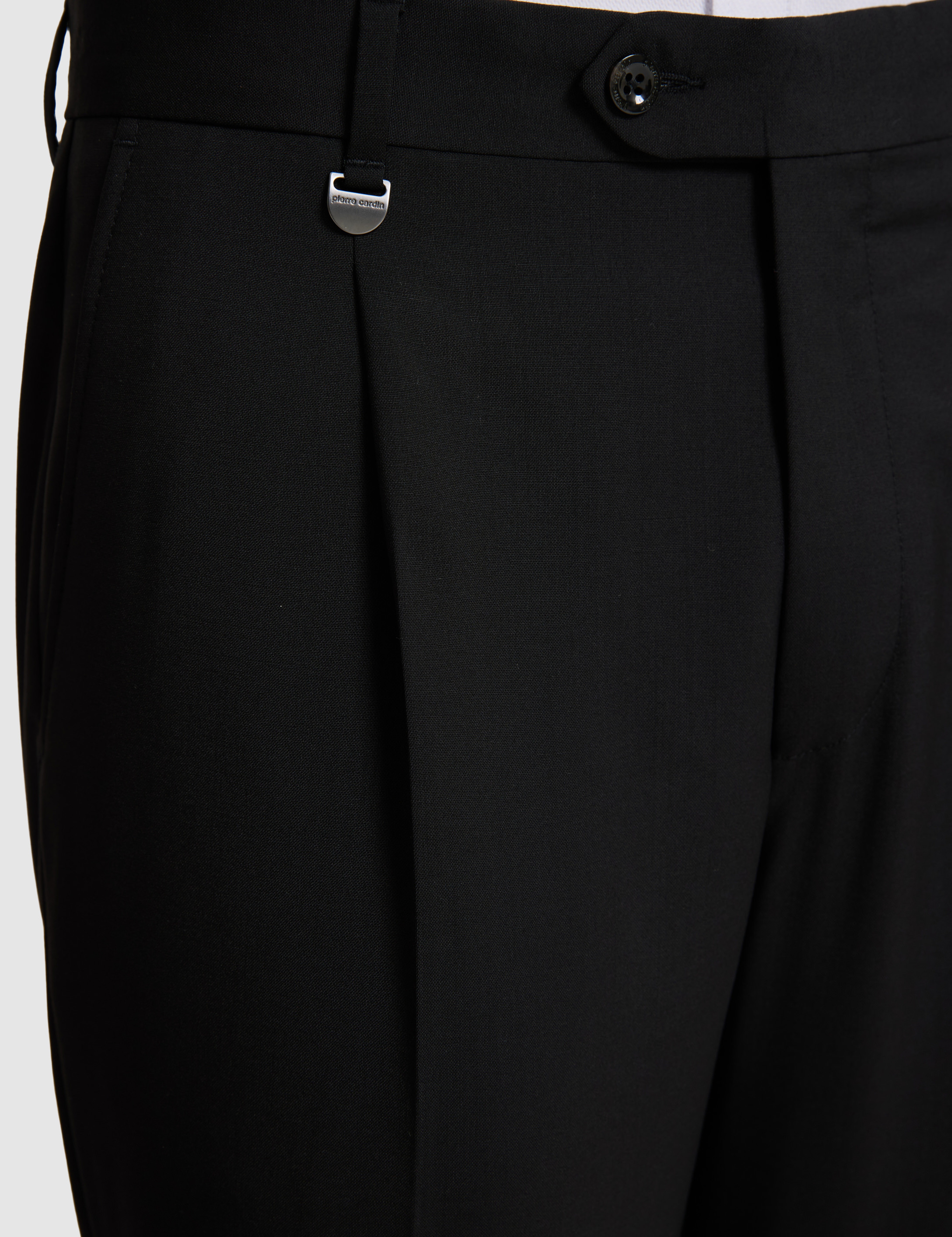 Siyah Slim Tailored Fit Pile Detaylı %100 Yün Kumaş Pantolon - Image 6