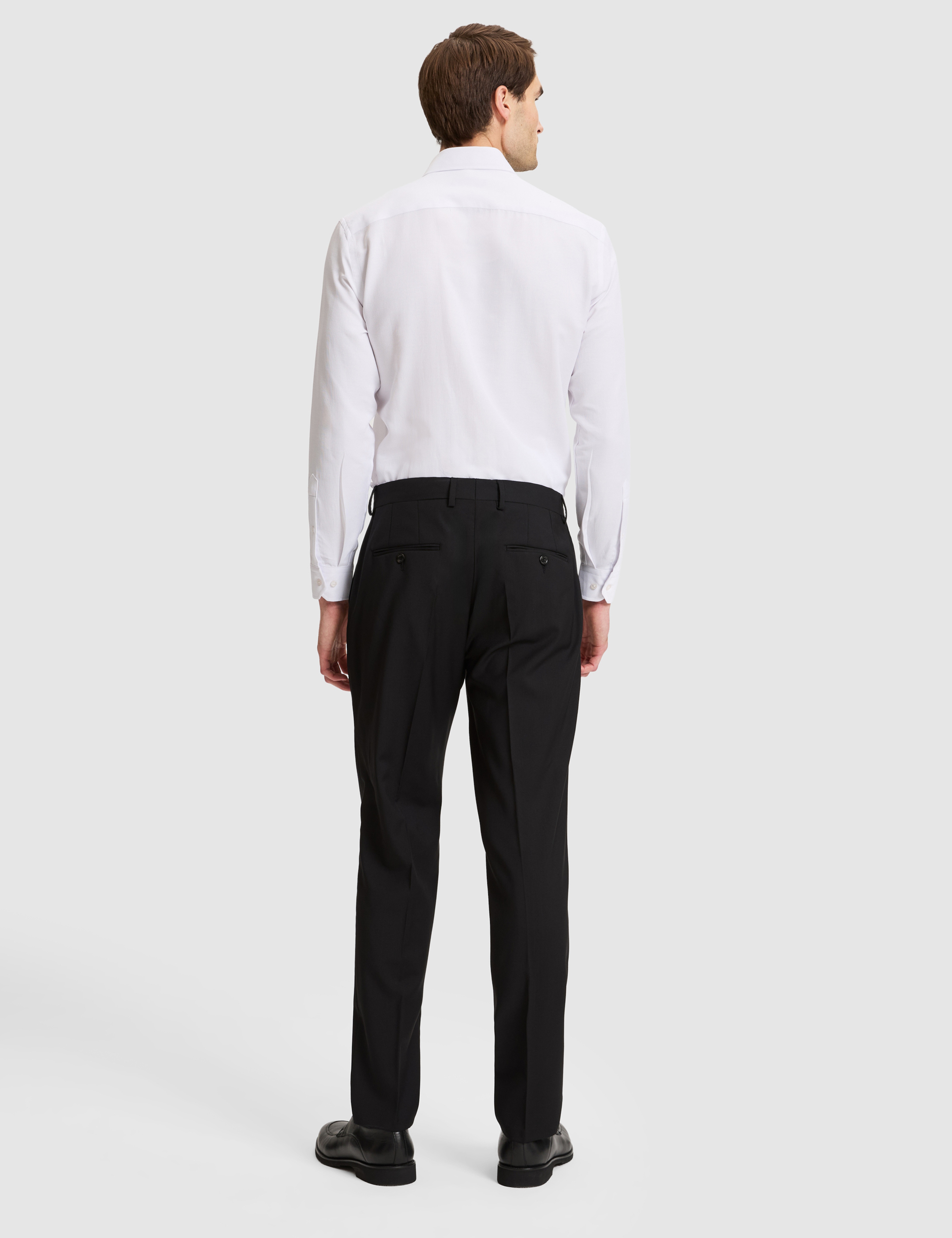 Siyah Slim Tailored Fit Pile Detaylı %100 Yün Kumaş Pantolon - Image 5