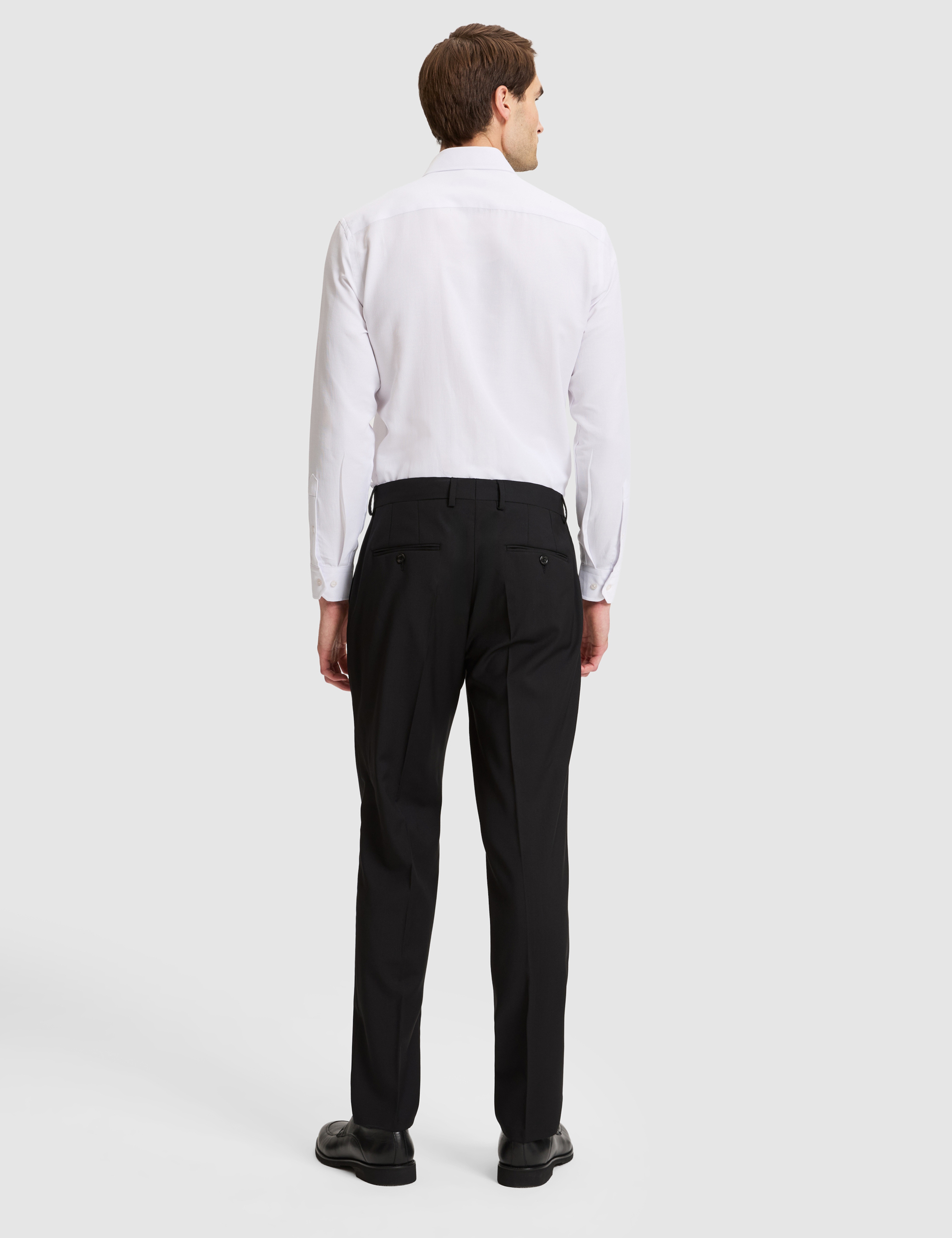 Siyah Slim Tailored Fit Pile Detaylı %100 Yün Kumaş Pantolon