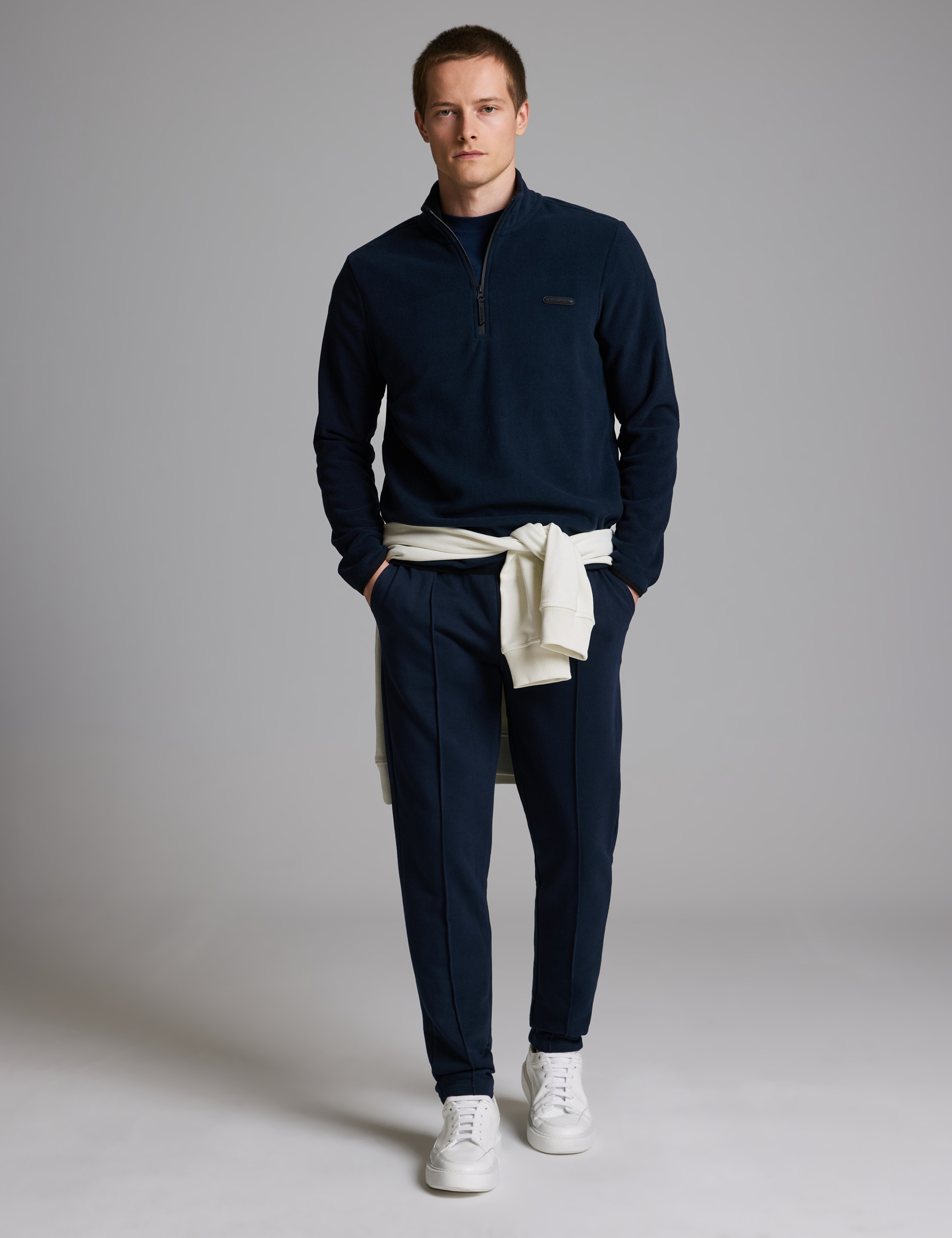 Lacivert Regular Fit Yarım Fermuarlı Polar Sweatshirt