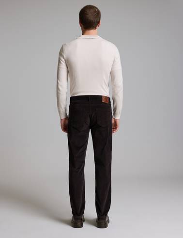 Koyu Kahverengi Straight Fit Kadife Kanvas Pantolon
