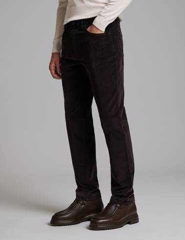 Koyu Kahverengi Straight Fit Kadife Kanvas Pantolon