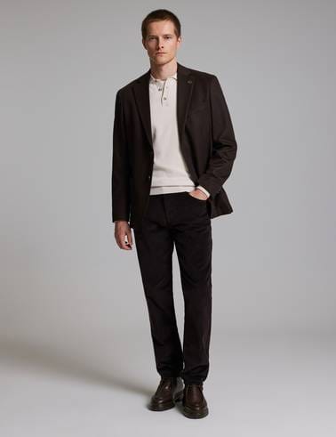 Koyu Kahverengi Straight Fit Kadife Kanvas Pantolon